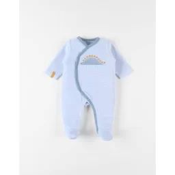 Pyjama 1 pièce imprimé dino en velours bleu