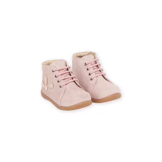 Botillons En Croûte De Cuir Pailletée – Rose