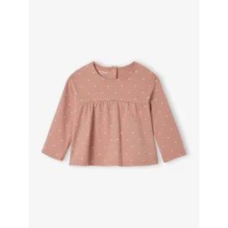 T-shirt imprimé manches longues bébé bio personnalisable vieux rose