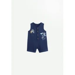 Combishort Bébé En Gaze De Coton Mexico Bleu