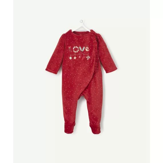 Dors-bien de nöel en velours rouge et coton biologique –  – Soldes