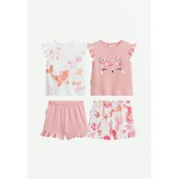 Lot De 2 Pyjamas Enfant Manches Courtes Bahamas Rose