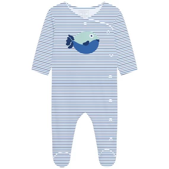 Pyjama rayé en coton Garçon Blanc