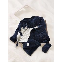 Coffret cadeau kit naissance 4 pièces bébé bleu foncé