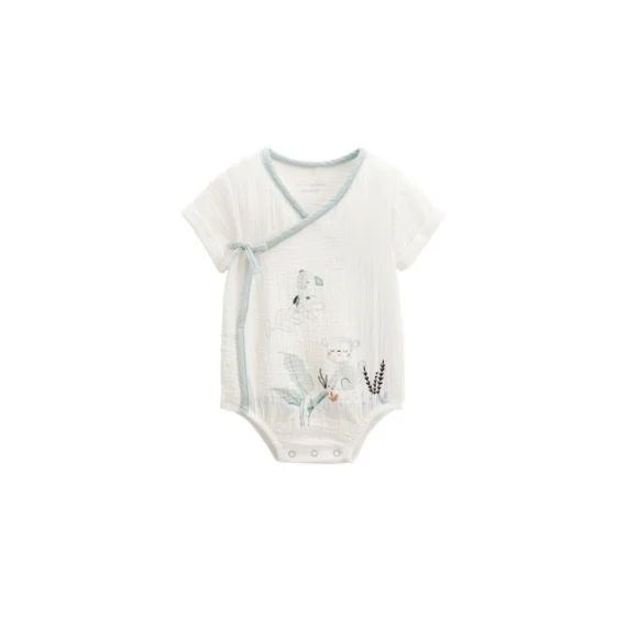 Body Bloomer Bébé Manches Courtes Écru Ouverture Croisée Kimi Blanc