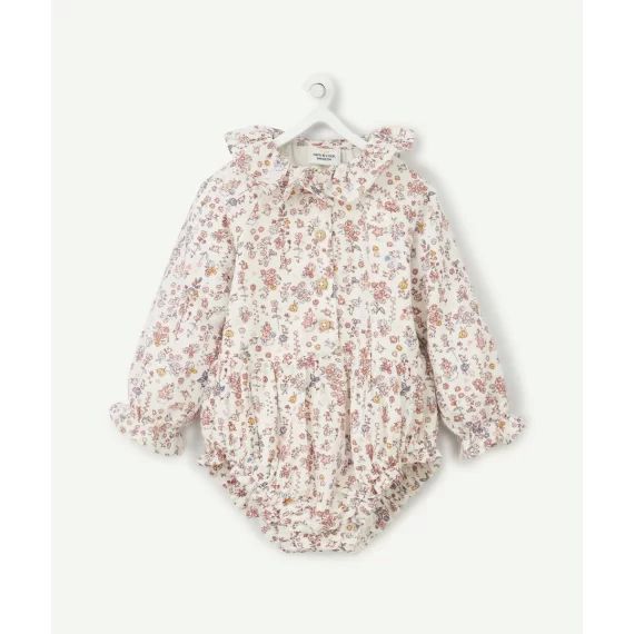Combinaison bébé style chemise imprimé fleuri
