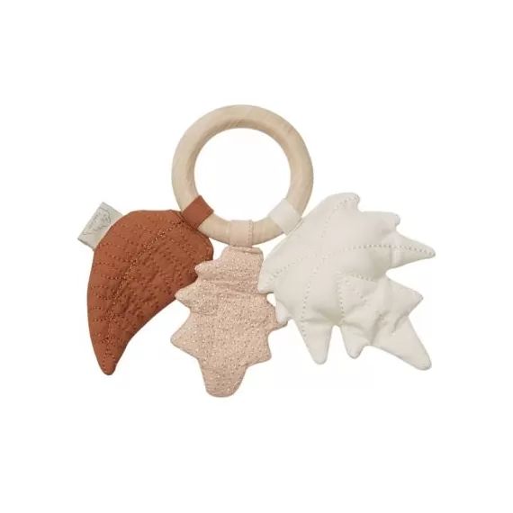 Hochet anneau feuille caramel