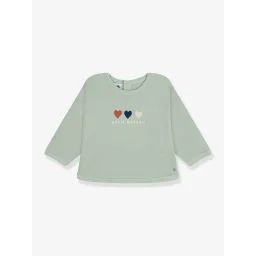 Sweat coeur fille PETIT BATEAU vert amande