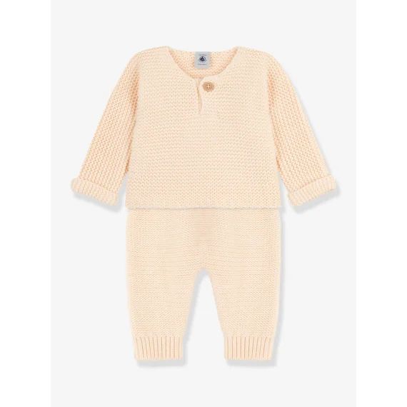 Ensemble 2 pièces en tricot coton bio PETIT BATEAU blanc
