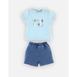 Set t-shirt + short denim en coton BIO bleu
