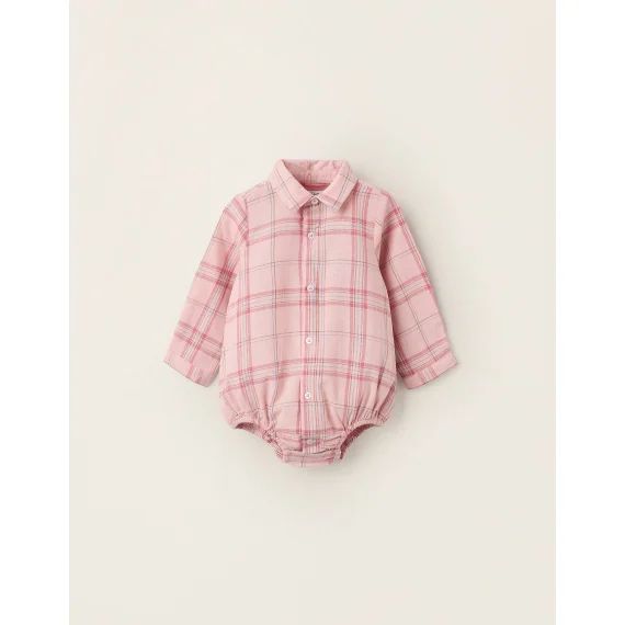 Body-chemise À Carreaux Rose