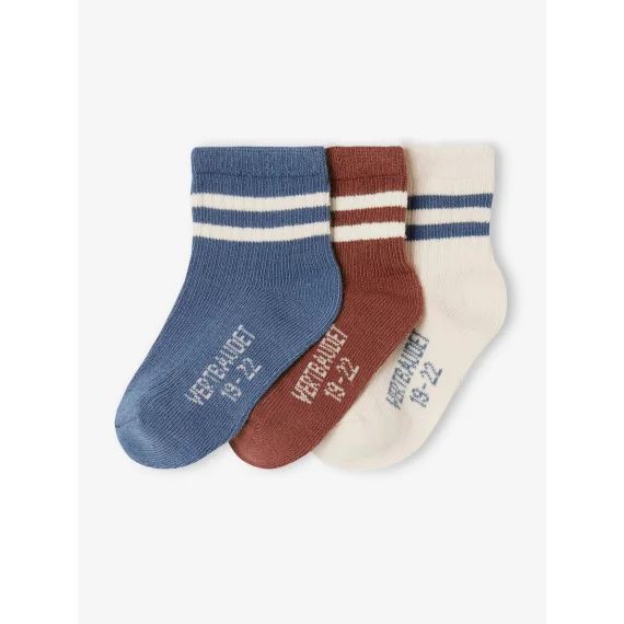 Lot 3 paires de chaussettes rayées sport bébé garçon bleu jean