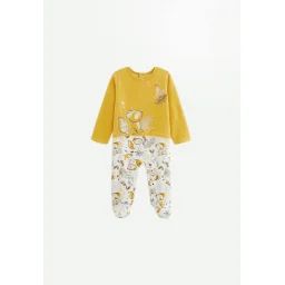 Pyjama Bébé En Velours Petit Loup Ocre