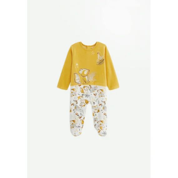 Pyjama Bébé En Velours Petit Loup Ocre