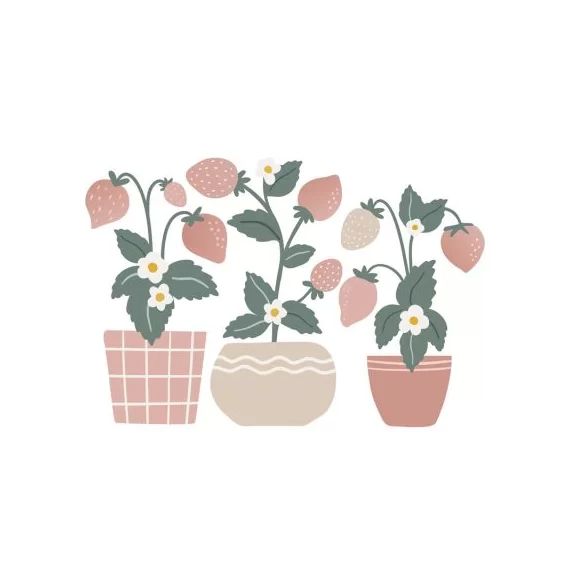 Stickers muraux Fraisiers (50 x 34 cm)