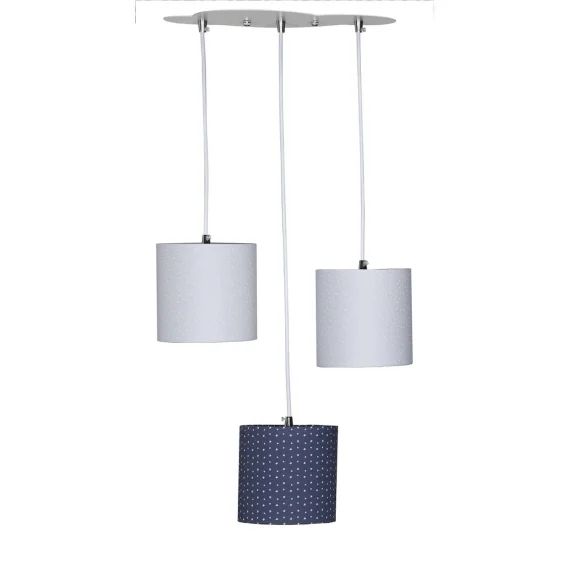 Suspension Lumineuse Trio Plafonnier En Coton Gris