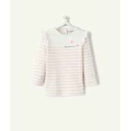 T-shirt bébé en coton biologique rayé avec message