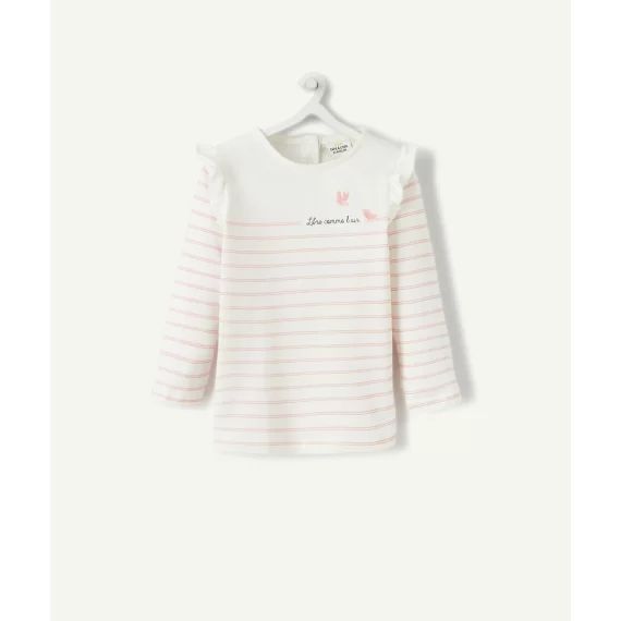 T-shirt bébé en coton biologique rayé avec message
