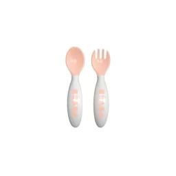 BEABA, Set de 2 couverts ergonomiques 2ème âge, Old Pink rose