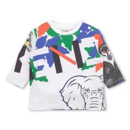 T-shirt coton manches longues Garçon Blanc