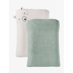 Lot de 2 housses de matelas à langer animaux en éponge bleu grisé