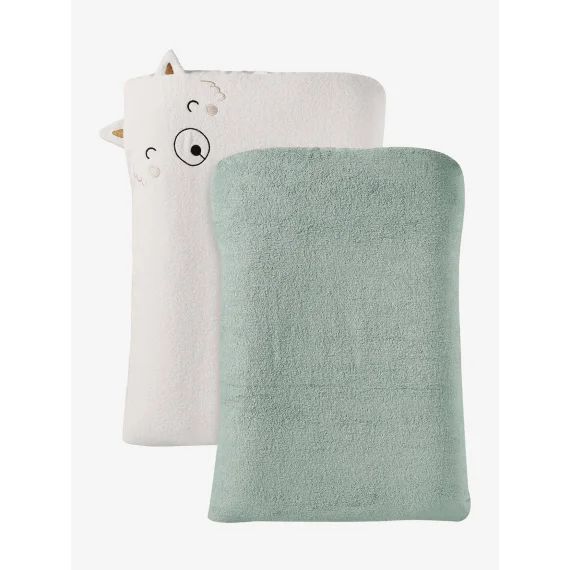 Lot de 2 housses de matelas à langer animaux en éponge bleu grisé
