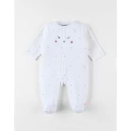 Pyjama 1 pièce broderie hérisson en velours blanc