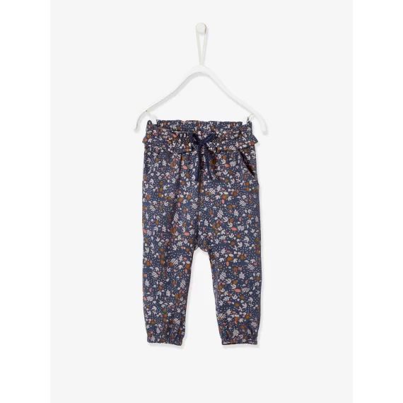 Pantalon imprimé bébé taille élastiquée bleu ardoise