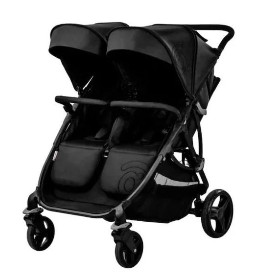 Poussette double bro noir – ASALVO – 20772 – Blanc – 4 roues – Poussette polyvalente – sport blanc