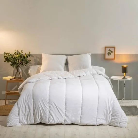 Bleu Calin Couette 140×200 Cm La Coton Bamboo Hiver – Chaude – Matériaux Écoresponsables Blanc