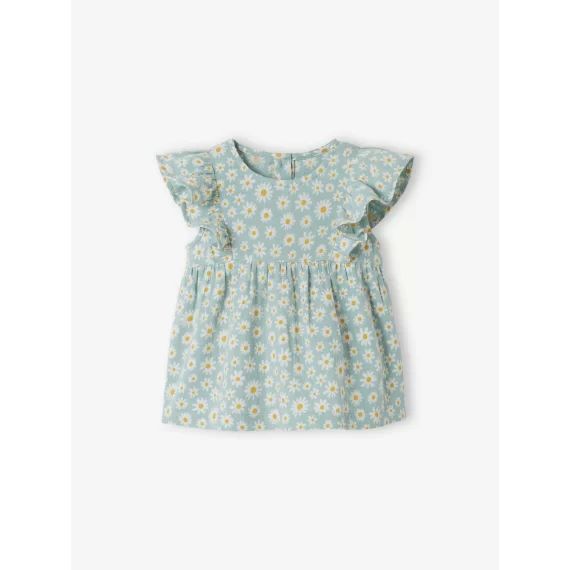 Blouse avec volants bébé bleu grisé