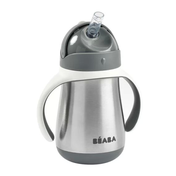 Tasse Paille Inox 250ml Béaba – Gris Minéral