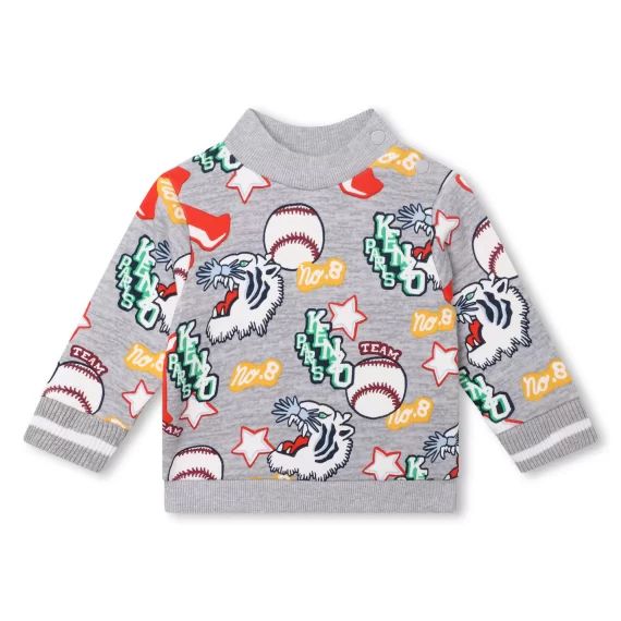 Sweat-shirt en coton imprimé Garçon Gris