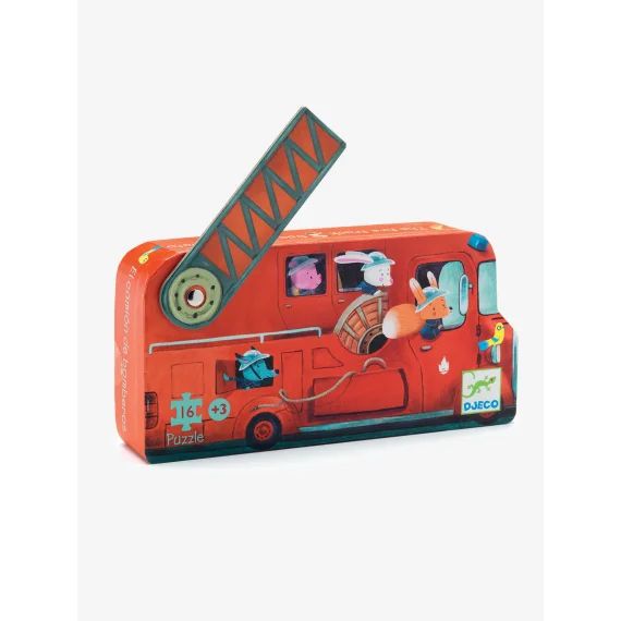 Puzzle Le camion de pompier 16 pièces DJECO multicolore