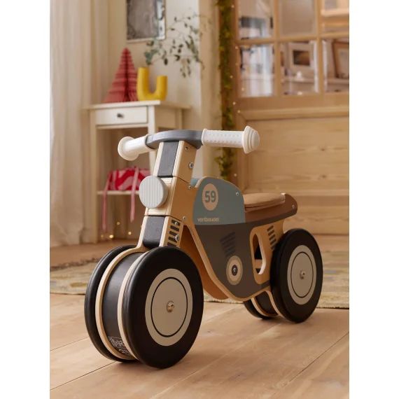 Porteur moto en bois FSC® bleu