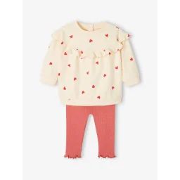 Ensemble sweat à volant + legging bébé écru