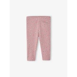 Legging en côtes imprimé bébé mauve