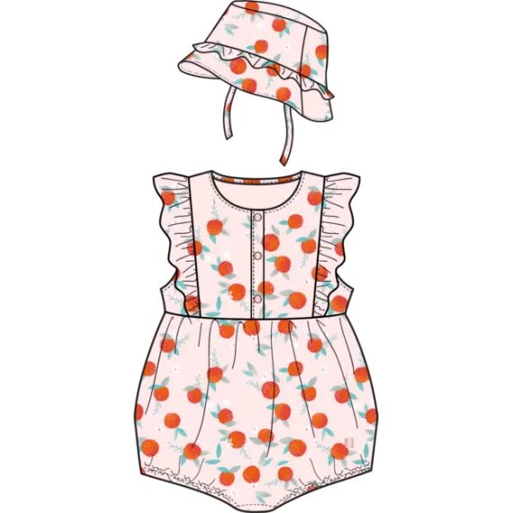 Ensemble combi-short + chapeau Fille Rose