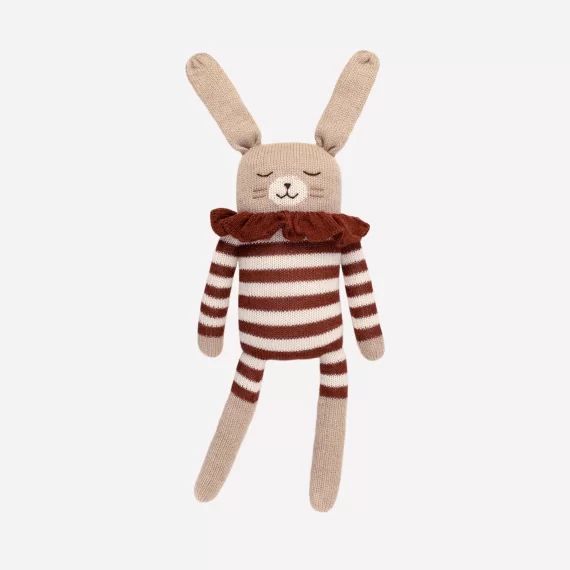 Grand doudou lapin combishort rayé sienne