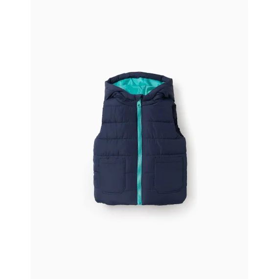 Gilet Matelassé Avec Capuche Bleu Foncé