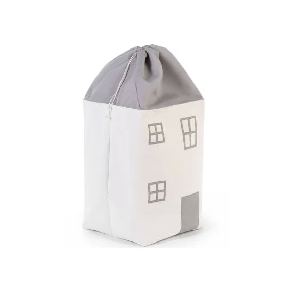 Sac à jouets Maison gris écru