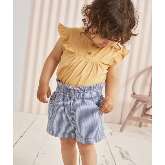 Short bébé fille bleu à rayures –  – Soldes