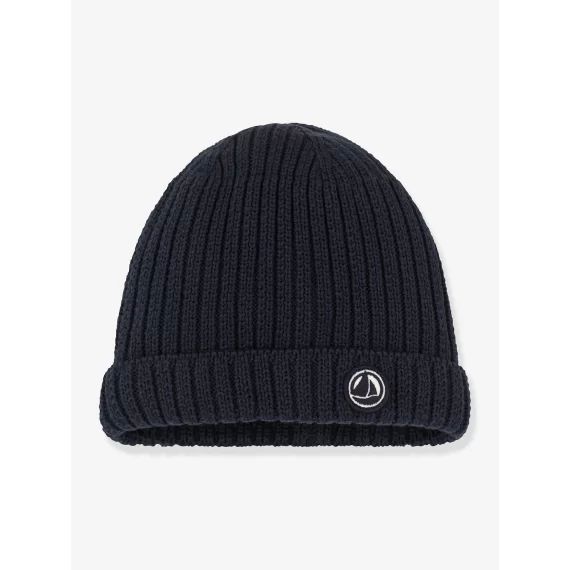 Bonnet bébé en tricot doublé en polaire PETIT BATEAU bleu