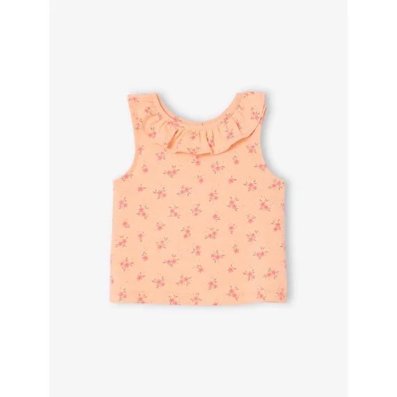 Débardeur imprimé à col volanté bébé abricot poudré