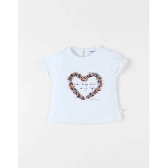 T-shirt Coeur À Courtes Manches Blanc