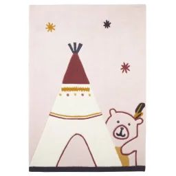 Tapis De Chambre Enfant Tipi En Acrylique Beige