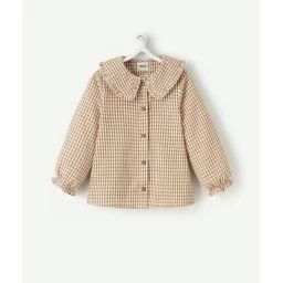 Chemise à carreaux bébé fille en coton col claudine –  – Soldes