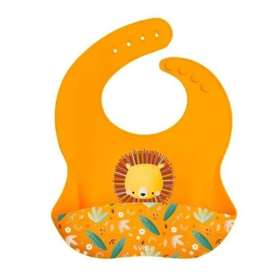Bavoir Récupérateur En Silicone Animaux Lion Orange