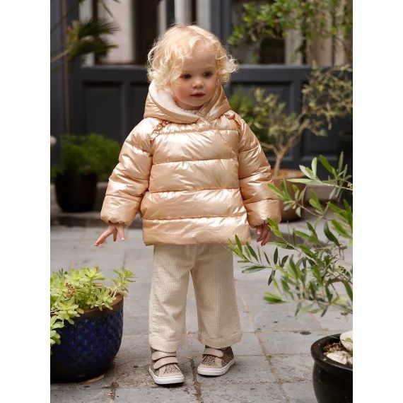 Doudoune doublée bébé asymétrique cuivre irisé