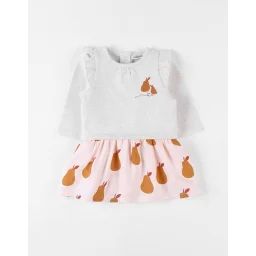 Robe Bi-matière Poires Rose